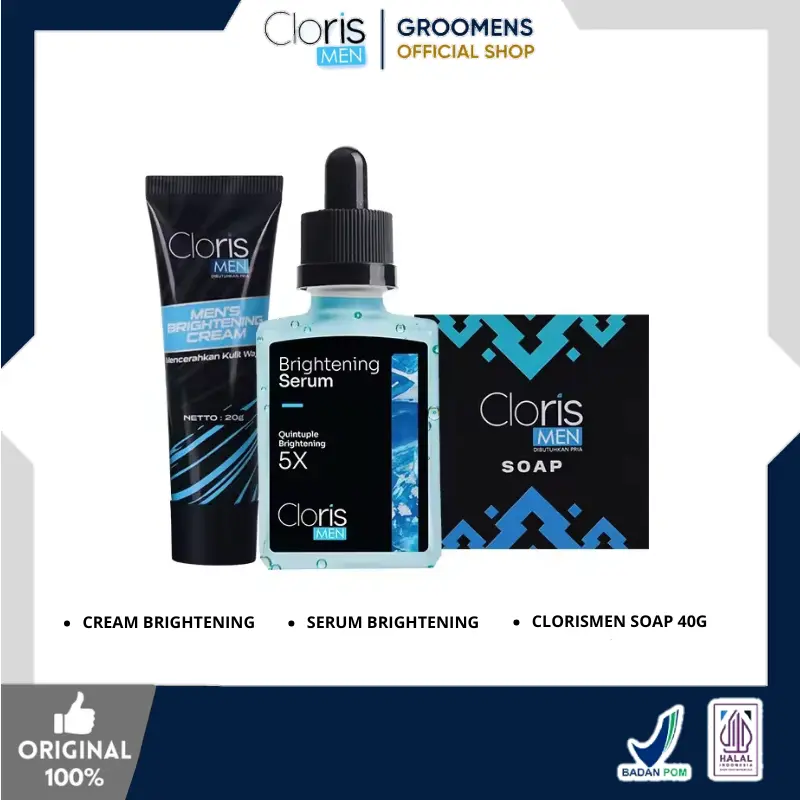Clorismen Paket Brightening Series Skincare Perawatan Mencerahkan & Memutihkan Wajah Pria Membersihkan Flek Hitam Komedo 0