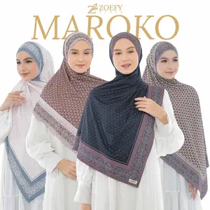 Zoefy - Pashmina Turki Zafira Maroko Series Jersey Printing Motif Bunga Kerudung Syal Jilbab Muslim Panjang Cantik phasmina
