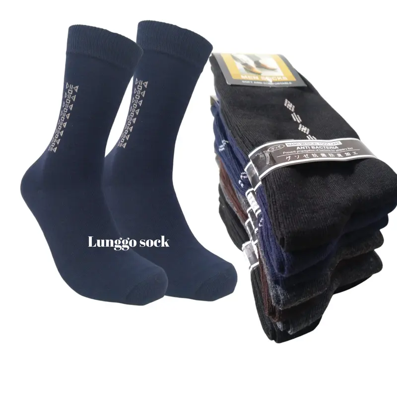 3 Pasang Kaos Kaki Panjang Pria Tebal Antibakteri Motif Hitam Dewasa Unisex Nyaman Katun 0
