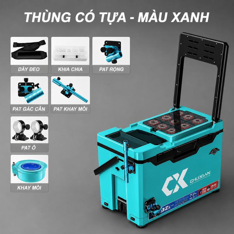 Thùng Câu Đài Chixuan 32L Mẫu Mới 2023 Gồm Đầy Đủ Phụ Kiện Cao Cấp…
