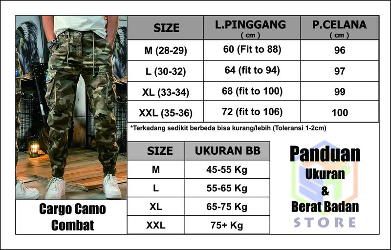 Product Introduction of Celana Panjang Unisex Camo Cargo Combat Bahan Katun Twill Non Stretch Warna Green 0