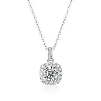 Moissanite 925 Sterling Silver Adjustable Necklace | Elegant Gift for Women, Engagements, Weddings & Birthdays