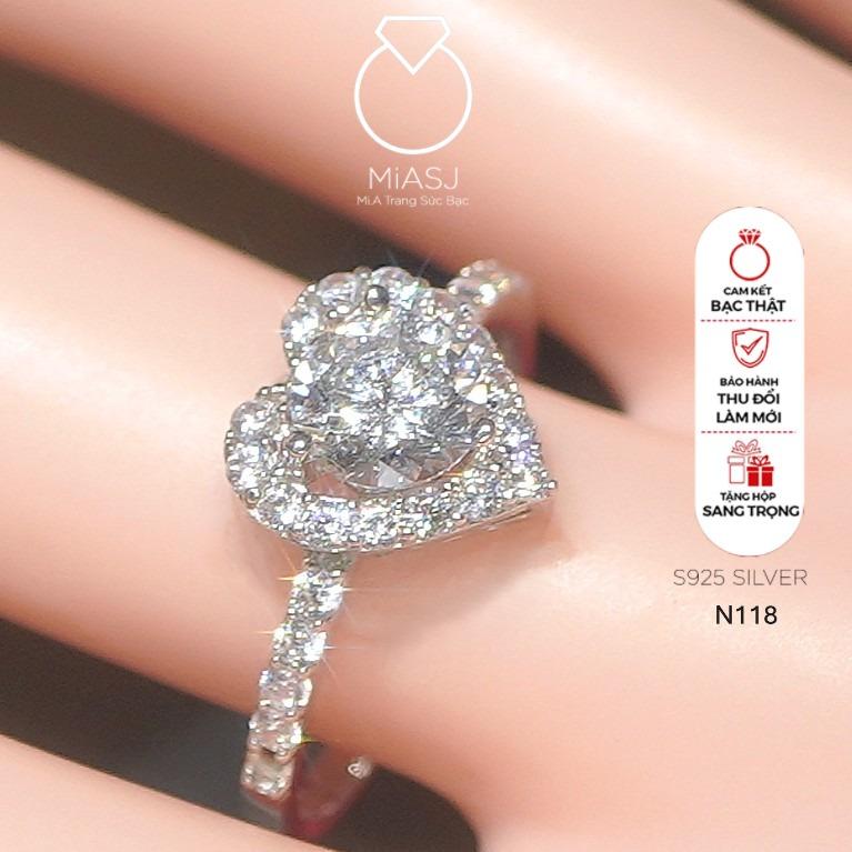  N118 - Nhẫn bạc Ý S925 nhẫn nữ kiểu xoàng đá Cz cao cấp | MiASJ 