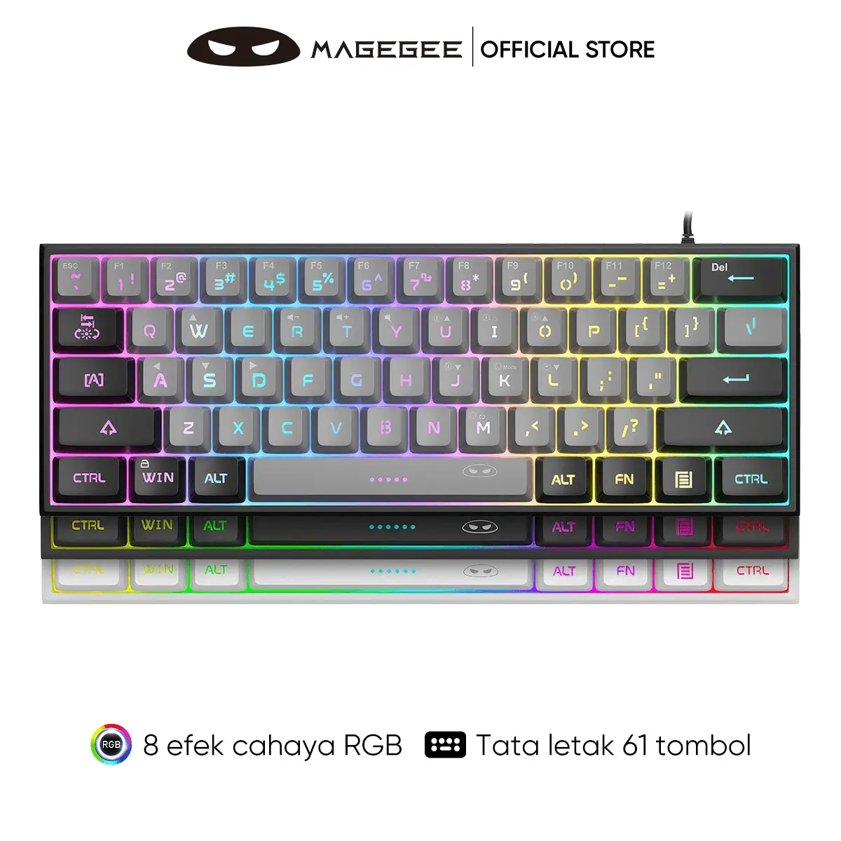 MAGEGEE Keyboard Gaming Wired RGB Light 61 Keys TS91