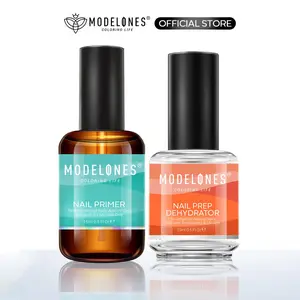 Modelones 15ml Langkah Persiapan Dehidrasi Kuku dan Set Primer Botol Kaca Cepat Kering Cat Kuku Seni Kering Tahan Lama Nail Art Polish Kutek