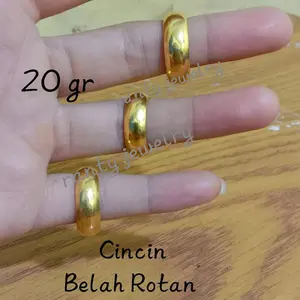 Cincin Belah Rotan, 20gr, Replika Emas 24k, Golden,  Cocok pake Nikahan, Tunangan