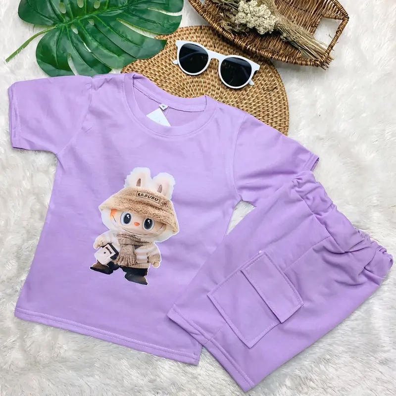 Setelan Anak Celana Pendek Labubu Viral 3-10 Tahun - Fashion 3