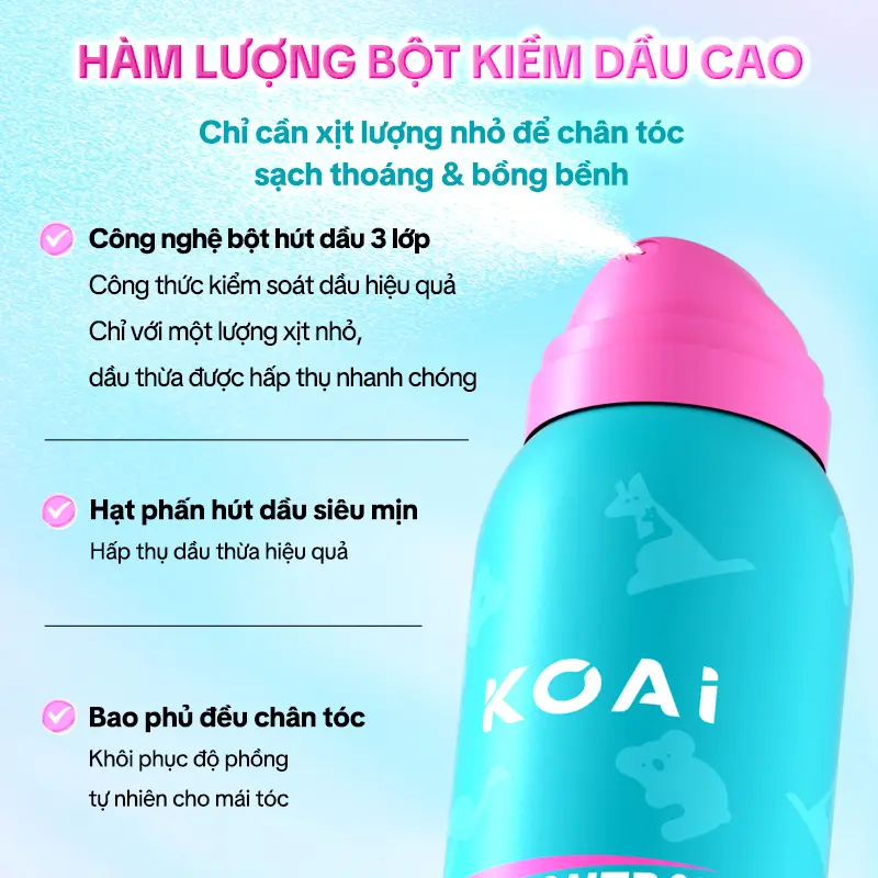 Xịt gội khô KOAI Dry Shampoo Spray 150ml – Kiềm dầu nhanh, tóc bồng bềnh tự nhiên, không bột trắng, hương hoa cao cấp | BigBuy360 - bigbuy360.vn Xịt gội khô KOAI Dry Shampoo Spray 150ml – Kiềm dầu nhanh, tóc bồng bềnh tự nhiên, không bột trắng, hương hoa cao cấp | BigBuy360 - bigbuy360.vn