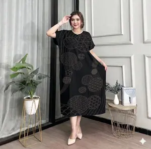 Daster Love Wanita Rayon Batik Premium Busui Motif Bumil Dress Tidur Pendek Lembut Tebal Midi
