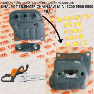 KNALPOT SILENCER MUFFLER MESIN CHAINSAW MINI SINSO KECIL SENSO MINI SINSO MINI SENSO KECIL CHAINSAW KECIL 5200 5500 5800 3LUBANG | PJM | 5200
