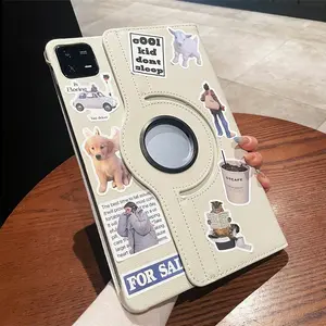 CrashStar 360° Rotatable Stand Flip Leather Tablet Case With Fashion Sticker For Redmi Pad 2 10.6 inch SE 2025 8.7 11 inch Pro 12.1 inch Xiaomi Pad 5 6 Pro 7 8 Pro 11.2 inch Shockproof Pad Cover Casing With Folding Holder