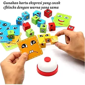Mainan Anak Puzzle Rubik Face / Mainan Susun Ekspresi Muka Ketangkasan Anak free bel