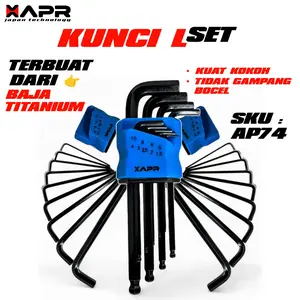 APR JAPAN AP74 Kunci L Panjang 9PC Ball Joint Hitam Bahan Baja Titanium Kwalitas Tjap Mata AP74 - APR AP74