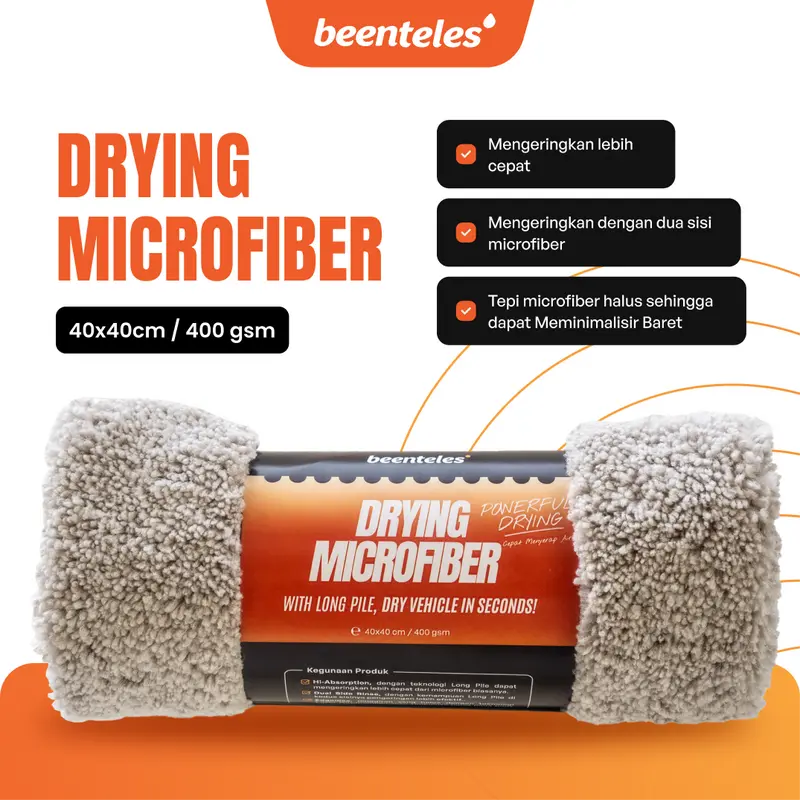Drying Towel Microfiber Untuk Pengering Cuci Motor Mobil | Lap Microfiber 40x40 - BEENTELES 0