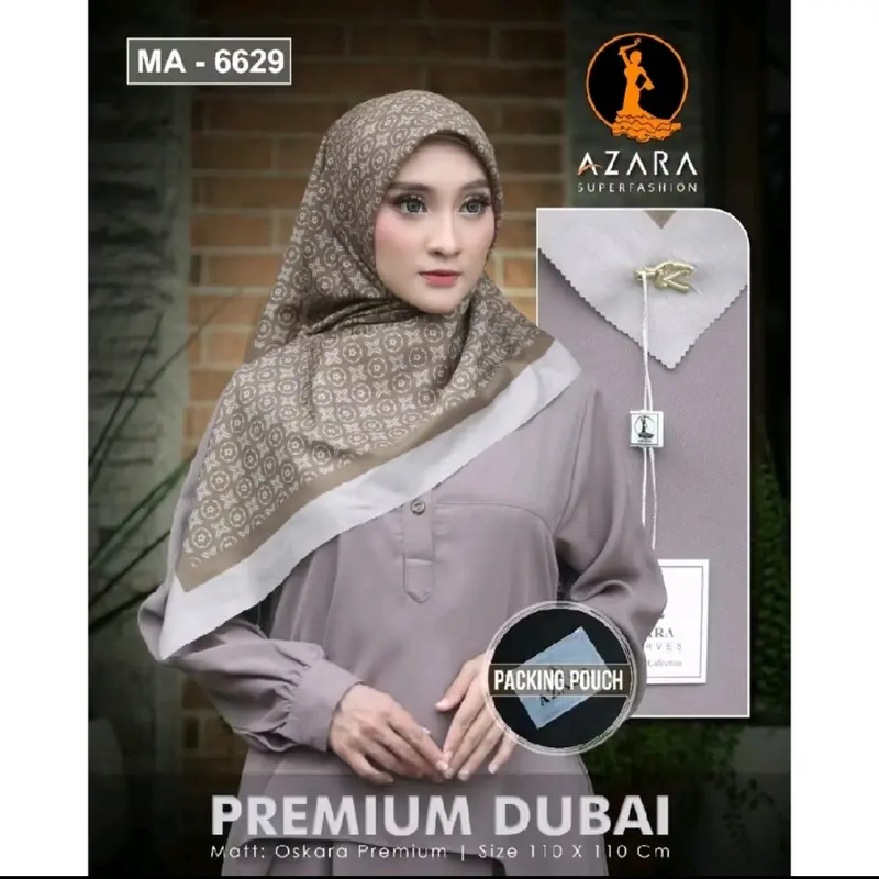 Alka - ( 7 hijab ) AZARA POUCH SEGIEMPAT MOTIF // BISA REQUEST WARNA // BAHAN VOAL DUBAI ( LOGO BESI AZ + HANGTAG ) 7