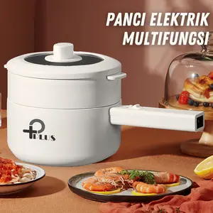 Panci Listrik Low Watt Serbaguna Anti Lengket Lapis Maifanitum Tutup Kaca 1.8 Liter Anti Lengket Mudah Dibersihkan Kabel Terpisah