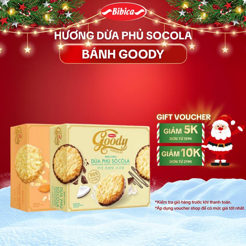 Combo 2 Bánh Cookies Goody Premium Dừa Phủ Socola Hạnh Nhân HG 228g – Bánh Quy Ăn Vặt Biếu Tết Quà Tặng Quà Biếu Cao Cấp