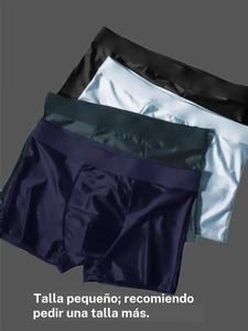 Set de ropa interior de seda helada para hombre, 4 piezas de bóxers de color sólido, transpirables y cómodos, ideales para el verano