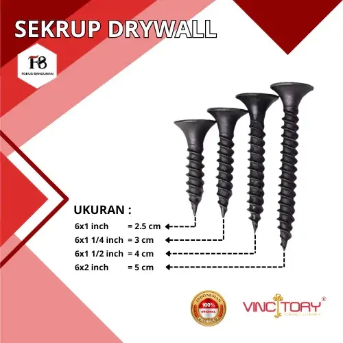 SEKRUP GYPSUM BAJA - BAUT SKRUP KAYU DRYWALL SCREW BLACK HARGA PER KOTAK 100 PCS