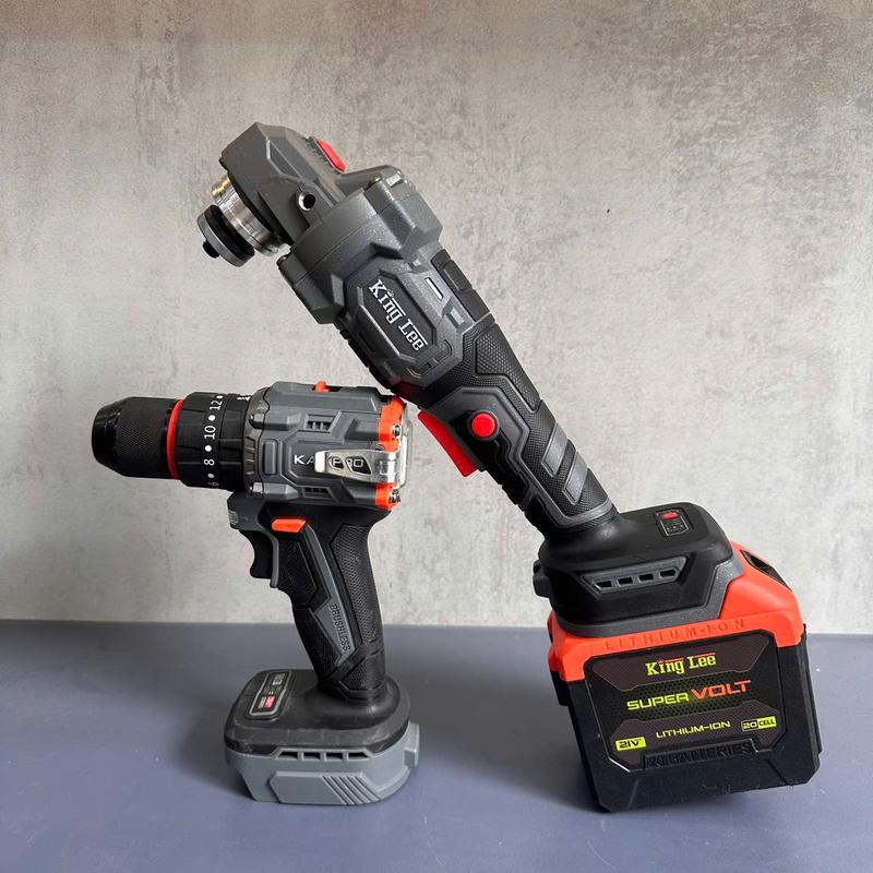  Combo Máy Mài KINGLEE Máy Khoan KAMPRO 13mm 1 Pin 20 Cell  Sạc  Động Cơ Không Chổi Than 