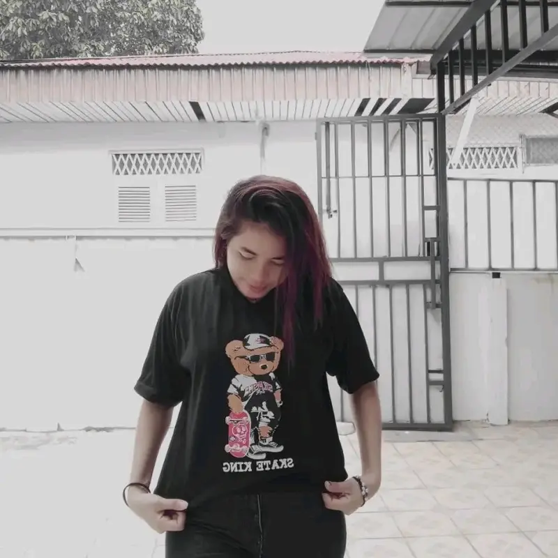 Kaos oversize Paket isi 3 baju Atasan Wanita Tshirt Cewek baju kaos import Hitam 5