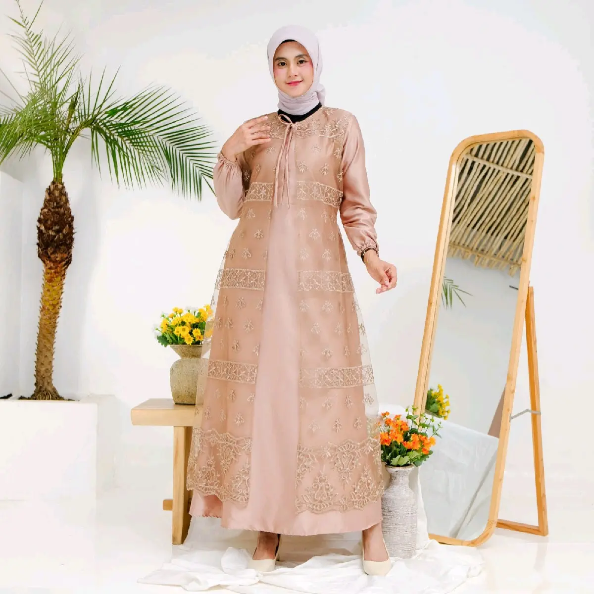 GAMIS ABAYA TERBARU BURKAT / TILE SAPTO BORDIR MODEL BUSUI