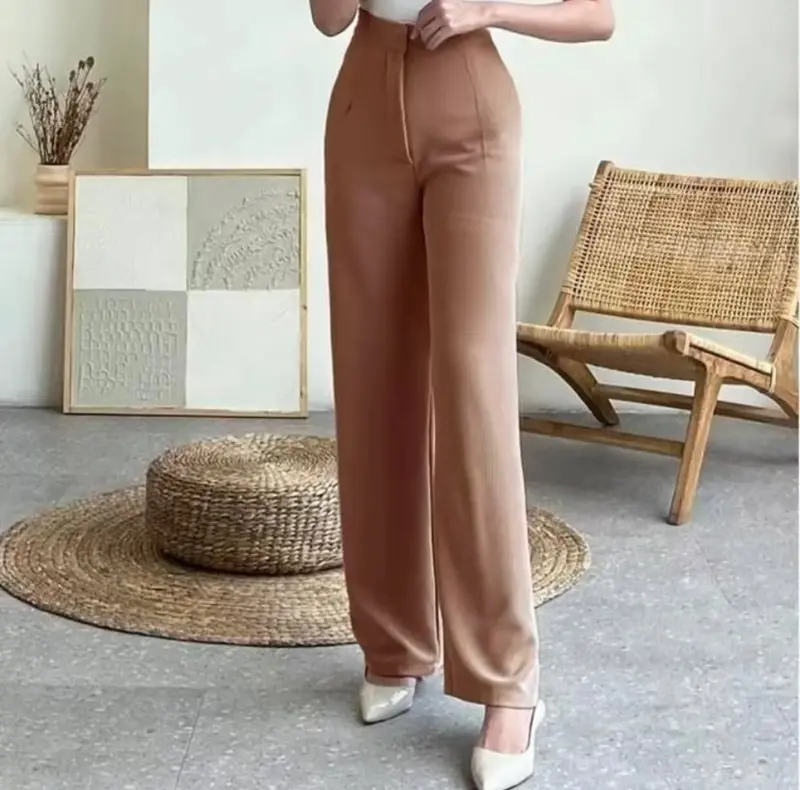 Tissa - Cozie Pants Highwaist Cullote Pants - Rib Knit Premium Pants - Celana Kulot Wanita - Petite Friendly - Celana Anti Kusut 338 cozie knit 4