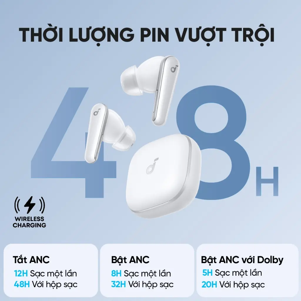 Tai nghe bluetooth Soundcore Liberty 5| Chống ồn ANC 3.0| Công nghệ Dolby Audio| Dịch thuật AI trên App| 10 phút= 5 giờ nghe- Tai nghe không dây- Tai nghe bluetooth pin trâu -Bảo hành 18 tháng- Hàng chính hãng | BigBuy360 - bigbuy360.vn
