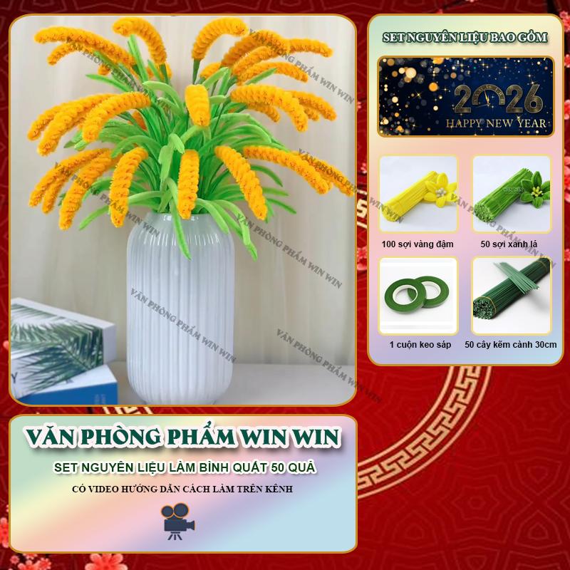 Set Nguyên Liệu Tự Làm Bình 50 Bông Lúa Kẽm Nhung Handmade DIY Decor Nhà Cửa Tết 2025 Decor Phòng 