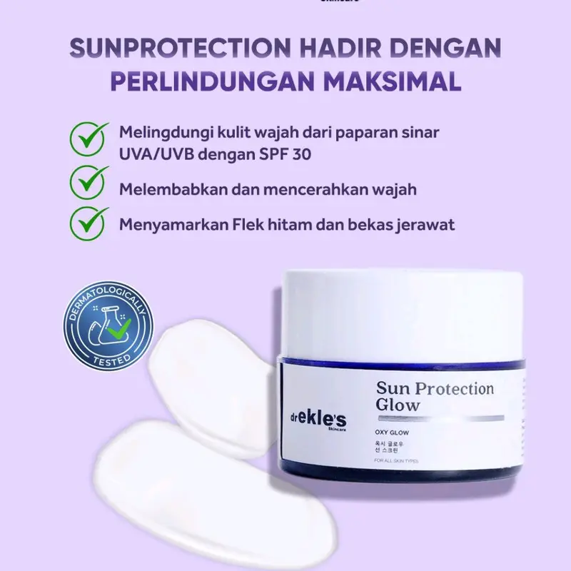 dr Ekles Sun Protection Glow, Sunscreen, Sunprotection SPF 30 Acid Wajah Facial Niacinamide Lightening Mencerahkan 0
