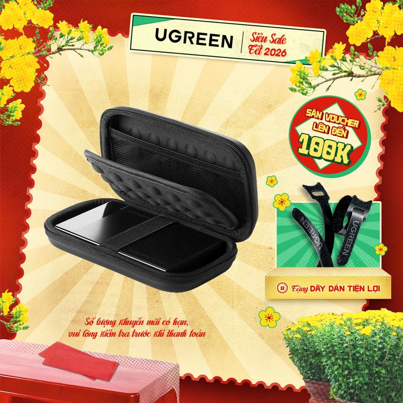 Hộp đựng phụ kiện UGREEN LP128 | Đựng tai nghe bluetooth sạc dự phòng thẻ nhớ củ cáp sạc ổ cứng | Thiết kế chống sốc đệm cao cấp | Bảo hành 18 tháng 1 đổi 1
