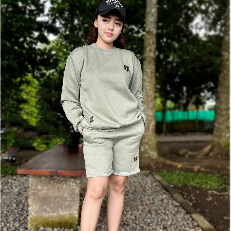 Satu Setelan Crewneck Pria dan Wanita Unisex Bahan Fleece Faneta Store  Tebal 7