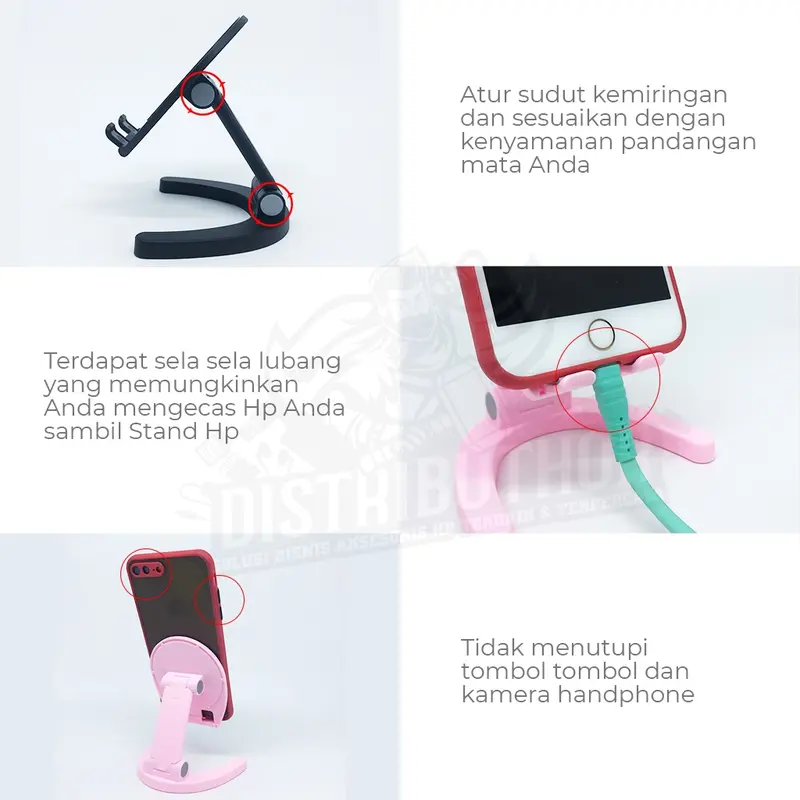 Stand Hp Phone Holder Tempat Dudukan Penahan Handphone Cermin lipat di meja mudah di bawa nb47 4