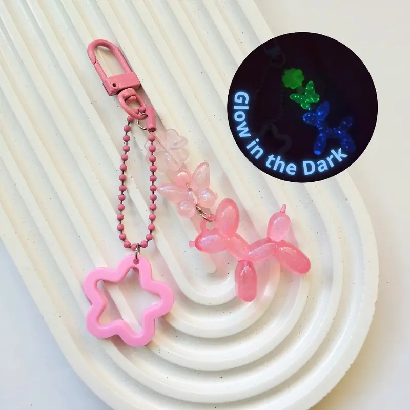 (Glow in the Dark) Gantungan Kunci Poodle Dog Keychain Puppy Lucu Ganci 0