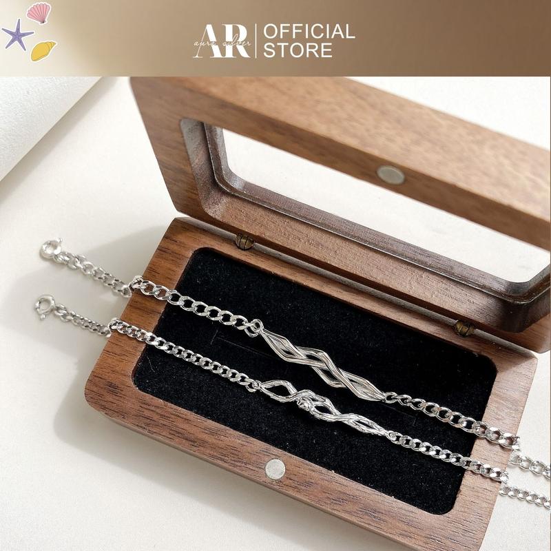 Vòng tay đôi nam nữ bạc 925 lắc tay bạc tình yêu Jadin-Aura Silver-LĐ08