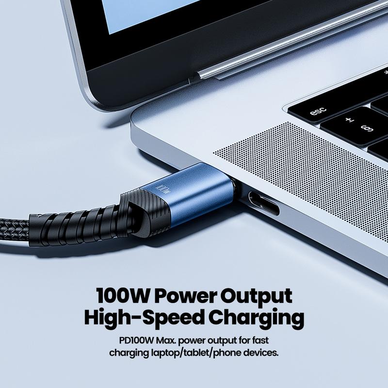 Toocki 100W/60W Type C To Type C Cable Fast Charging USB To Type-C Charger Cord 90 Degree Elbow PD Data Wire 2-in-1 A/C To C Elbow Braided Wire 4