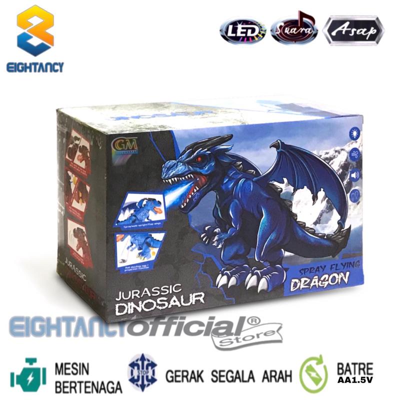 8T BO Animals Dino Naga Asap 612A Mainan Robot Naga Asap Dino Dragon Hewan Batre Proyektor LED Suara Animals Dinosaurus Bertelur Nago Sayok Asok BRO1206 Besar Dinosaurs Naga Sayap Asap Ukuran Jumbo 4
