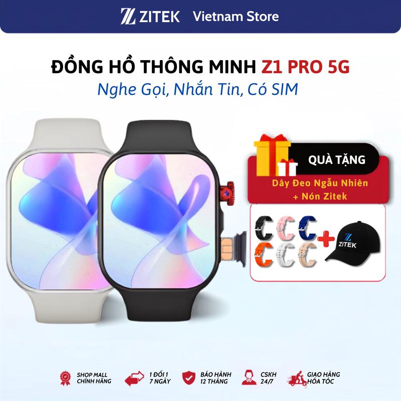 Đồng Hồ Thông Minh SmartWatch ZITEK Z1 PRO Lắp SIM Độc Lập 5G Nghe Gọi Độc Lập, Kháng Nước IP67, Theo Dõi Nhịp Tim Và Sức Khỏe