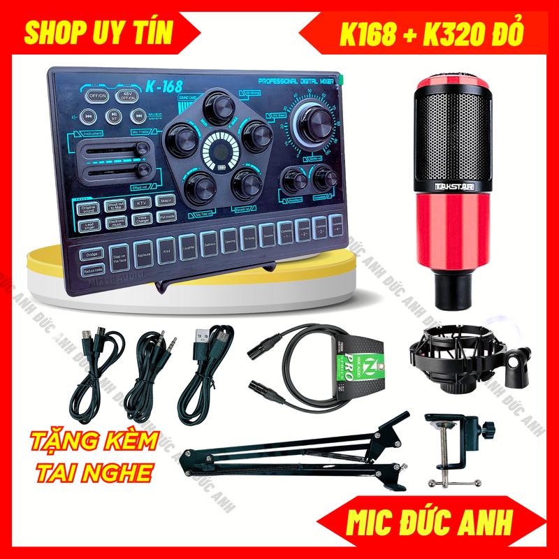 Bộ Sound Card K168 Mới Mic PC K320 Có 2 Màu Đỏ Đen, Chuyên Thu Âm, Livestream Chất Âm Hay, Đã Nâng Cấp Độ Vang