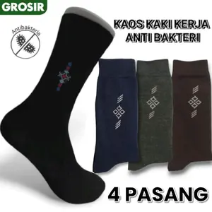 Paket isi 4 Pasang Kaos Kaki Pria Kerja Kantoran Panjang Sebetis Corak Antibakteri/ Kaos Kaki Motif Bapak-bapak