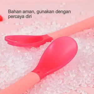 Sendok Makan Bayi Sensor Panas Nyaman Dgunakan Dengan Bahan Silikon Aman Dan Percaya Diri