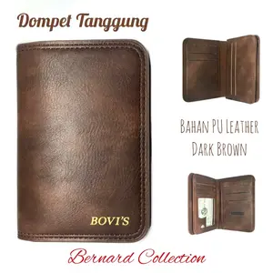 Dompet Pria Dompet Tanggung Dompet Ukuran 3/4 Bahan PU Leather Murah Tapi Bagus Kartu  Uang Hitam