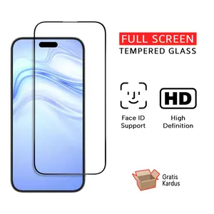 TEMPERED GLASS 9H Full Cover iPh*ne 11 13 12 14 15 Pro Max X XR XS Max 7 8 S Plus SE Screen Protector Anti Gores iP HD Clear Lis Hitam