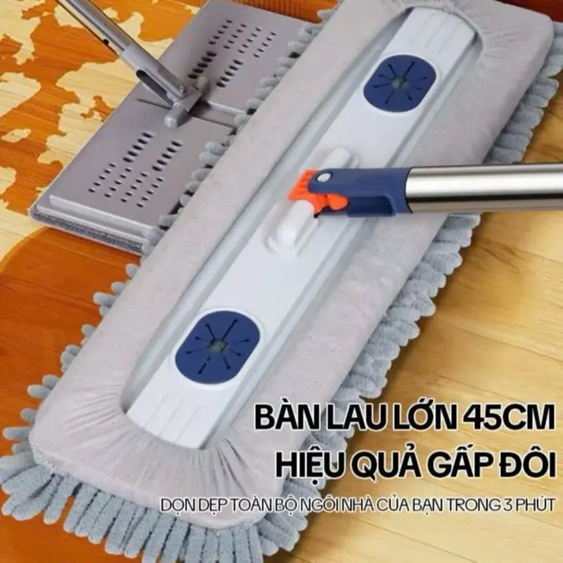 (1 Chổi + 2 Bông Lau) Cây Lau Nhà San Hô TT79 45x12CM Xoay 360 Độ Tặng Kèm 2 Miếng Lau 2