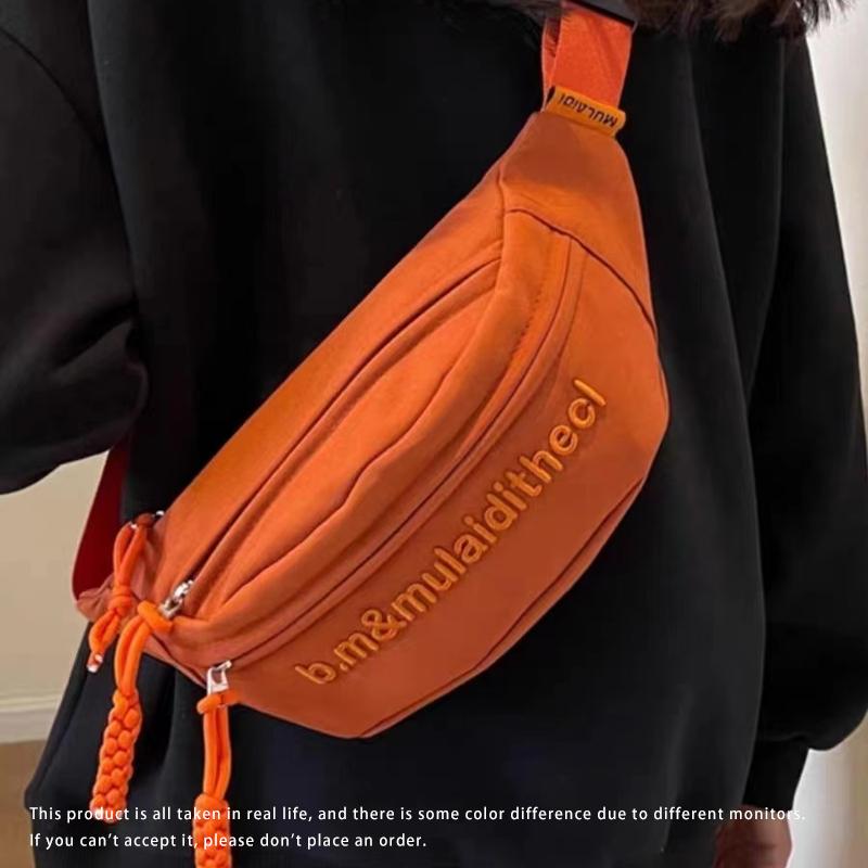 Túi vải bố nhỏ Túi nữ thời trang mới 2025 Túi đeo chéo thiết kế chữ cái tiếng Anh Túi ngực thể thao Túi thắt lưng