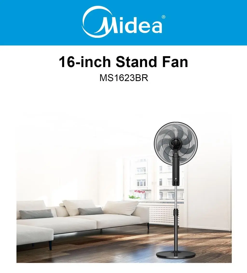 [Online Exclusive]  MS1623BR Black Oscillation Stand Fan, 16 Inches