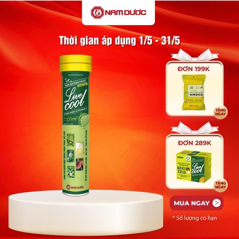 Viên sủi thanh nhiệt Livecool Nam Dược hương chanh 16 viên x4g 0