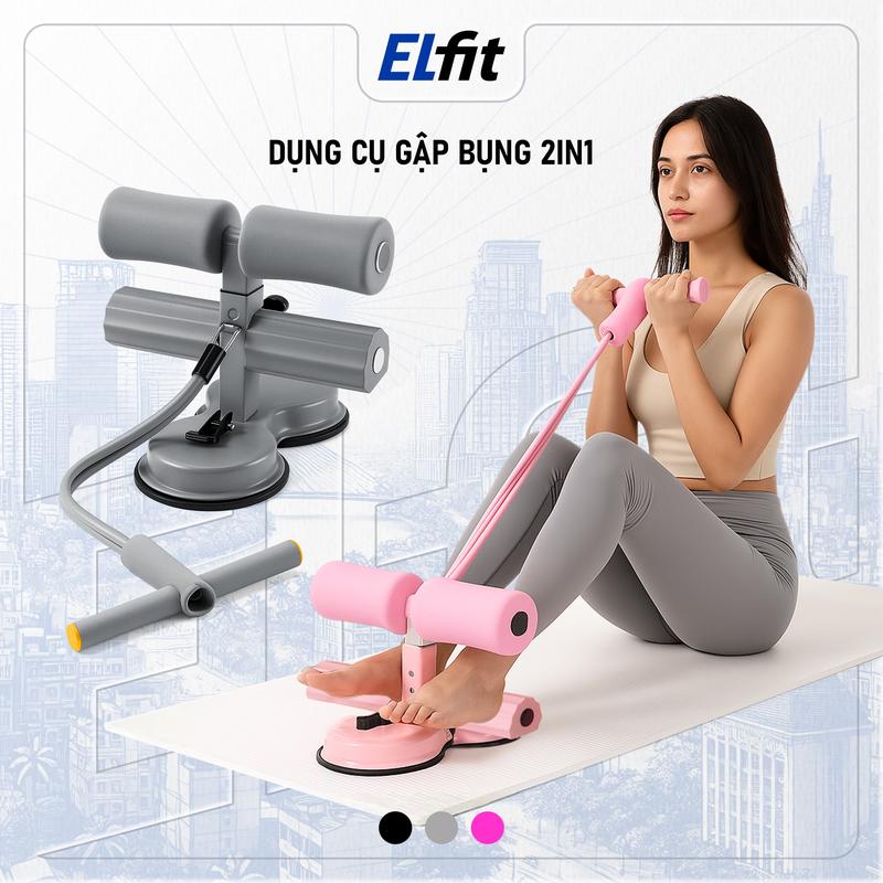 Trụ Gập Bụng 2 Trong 1 Hít Sàn  Kèm Dây Kháng Lực - Đa Năng, Tập Bụng, Eo Thon, Kéo Tay Tại Nhà