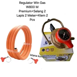 Regulator Win Gas W 800 M Premium+ Selang 2 Lapis 2 Meter+Klem 2 Pcs