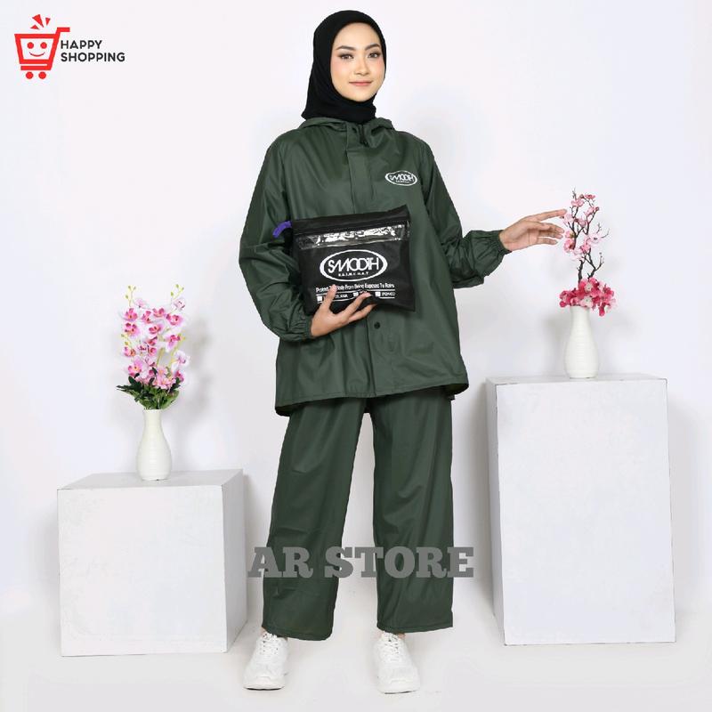 Jas Hujan Original Stelan Baju Celana Pri&Wamita Bahan PVC O,25 BesQualiti moca 6